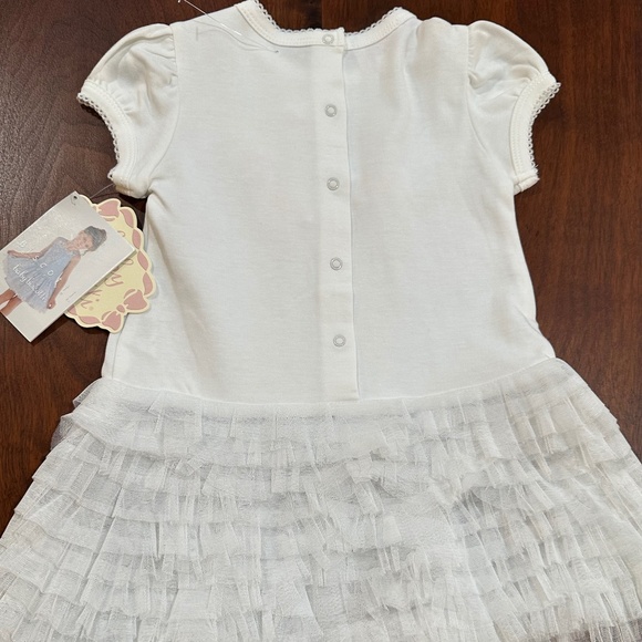 NWT Baby Biscotti Dress w/bloomers Girls 24m Ivory w/White & Pink Heart - Picture 12 of 14
